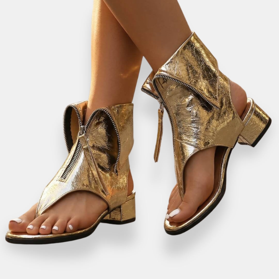 Zafira | Sandali metallizzati con cerniera