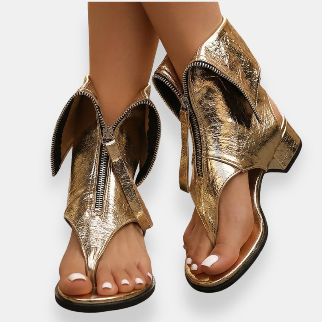 Zafira | Sandali metallizzati con cerniera