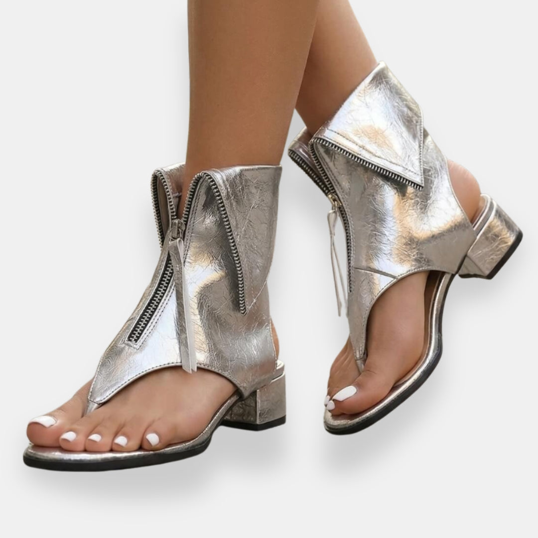 Zafira | Sandali metallizzati con cerniera