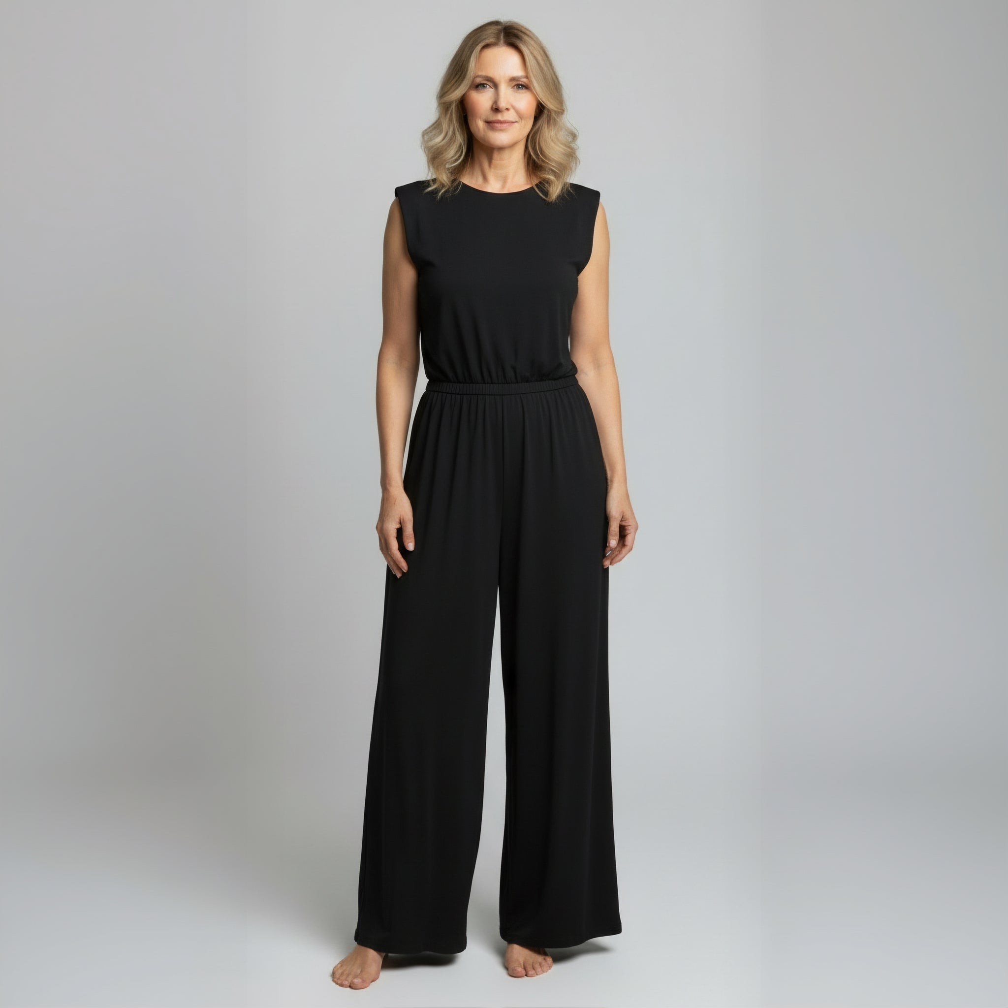 Comfortable Sleeveless Wide-Leg Pocket Jumpsuit