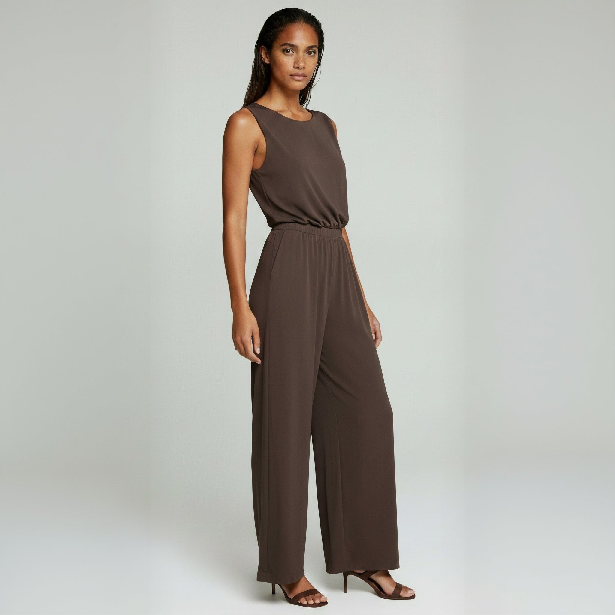 Comfortable Sleeveless Wide-Leg Pocket Jumpsuit