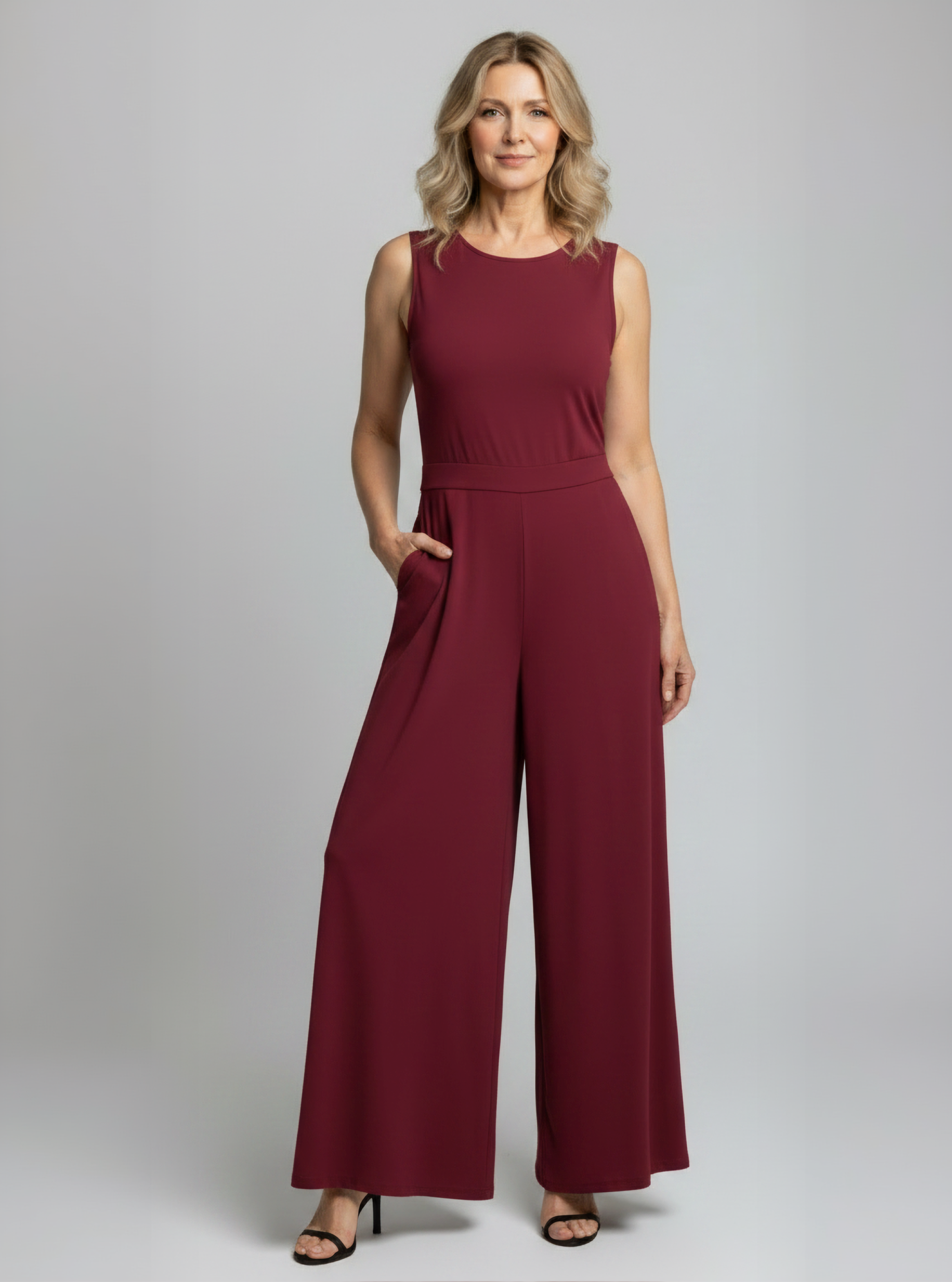 Comfortable Sleeveless Wide-Leg Pocket Jumpsuit