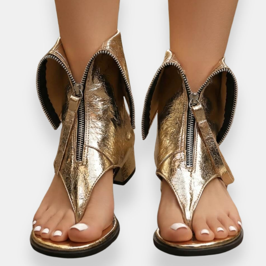Zafira | Sandali metallizzati con cerniera