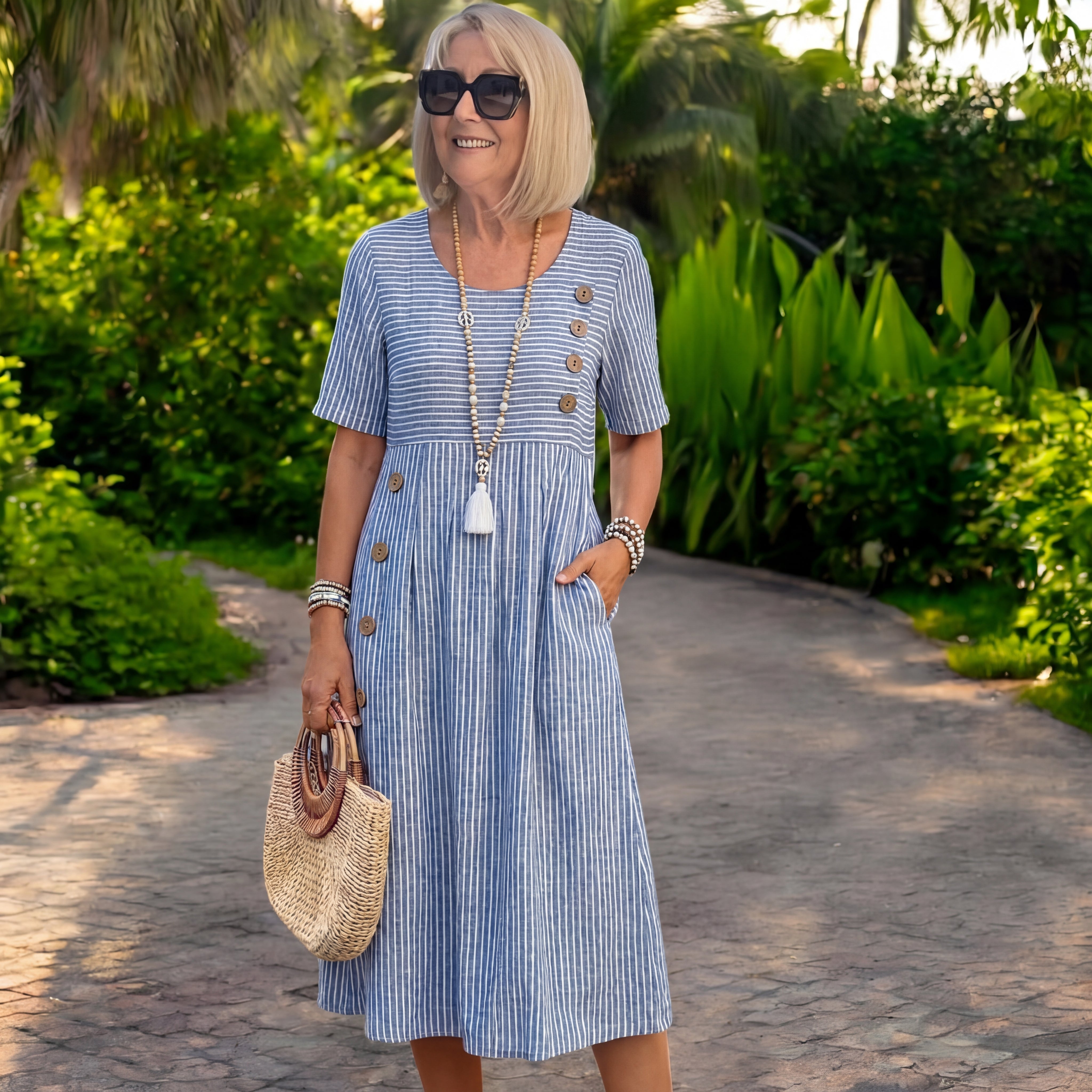 Julia | Abito midi a righe
