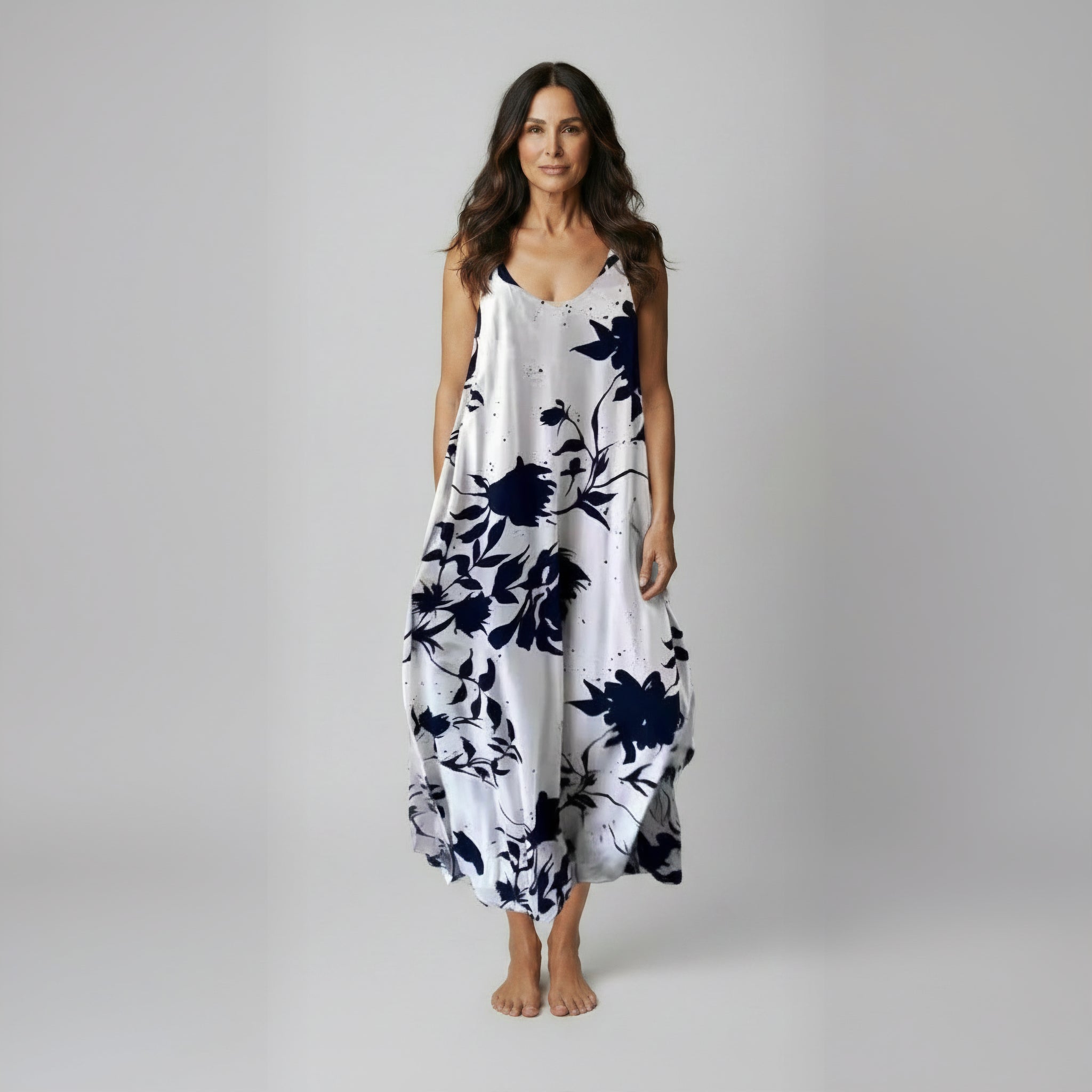 Elegant Floral Print Loose Maxi Dress